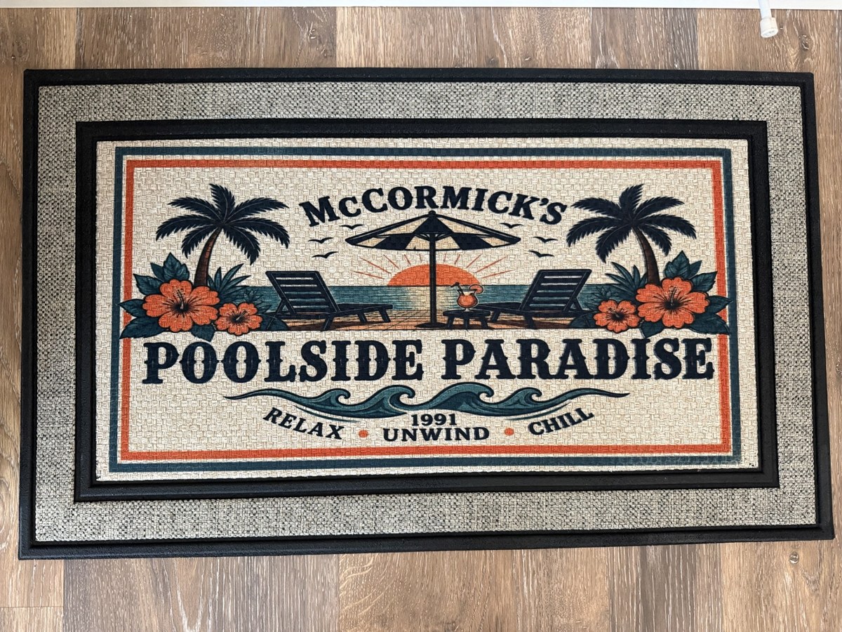 Personalized poolside doormat