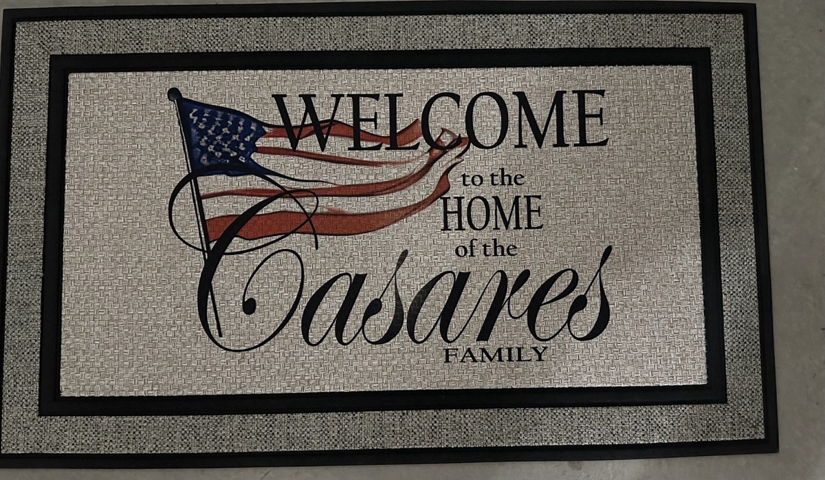 Personalized patriotic welcome doormat